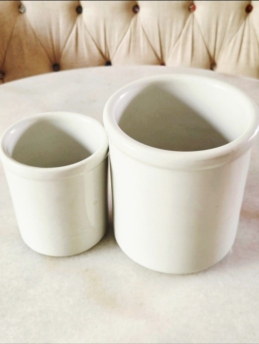 Set Of Vintage Hall China Bain Marie Crocks,  Utensil Holder, Vase, Catchall